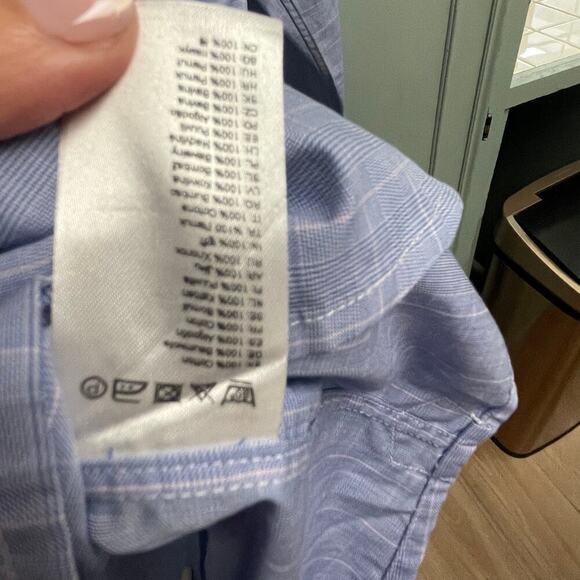 Eton Contemporary Mens 42 16.5 Size Large Blue Button Down Shirt Dress Casual - Picture 4 of 4